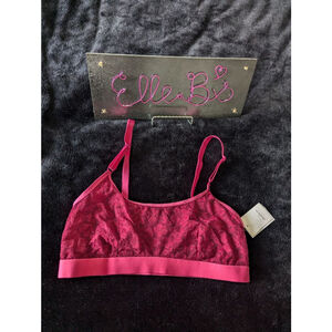 NWT Auden Cherry Pink Lace Bralette M